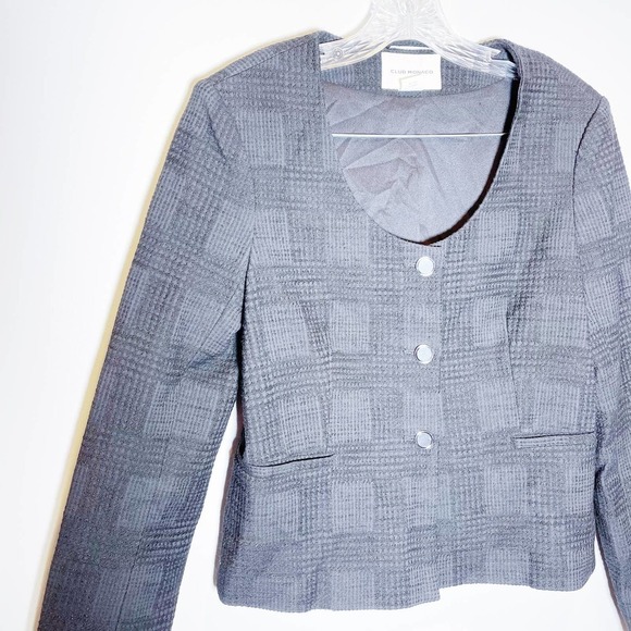 Club Monaco Polished topper Plaid Embroidered Size 6 - Picture 3 of 5